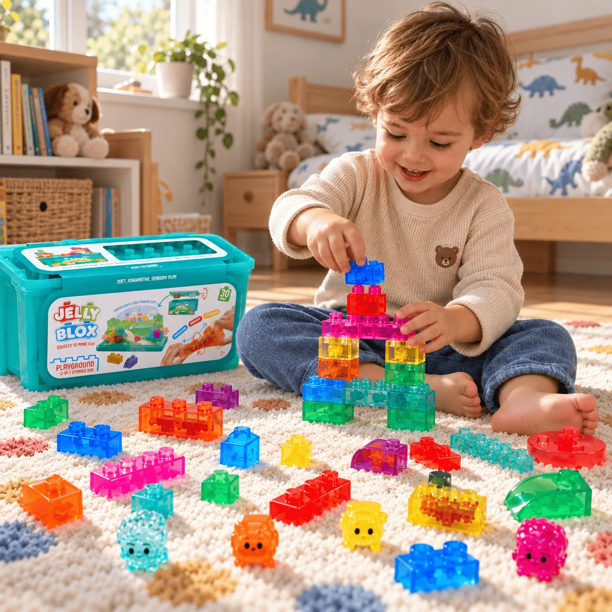 Un Enfant de 2 ans qui manipule des Jeux de Construction